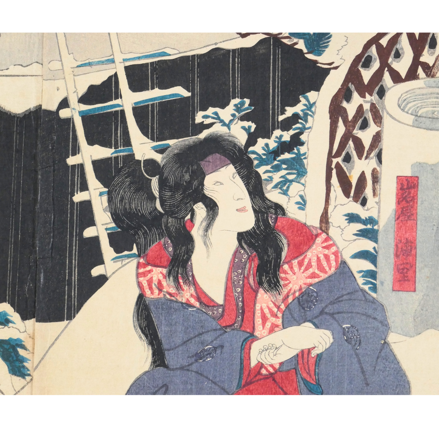 Estampe japonaise originale – Diptyque Utagawa Kuniyoshi - Kanadehon Chūshingura - Edo 1851