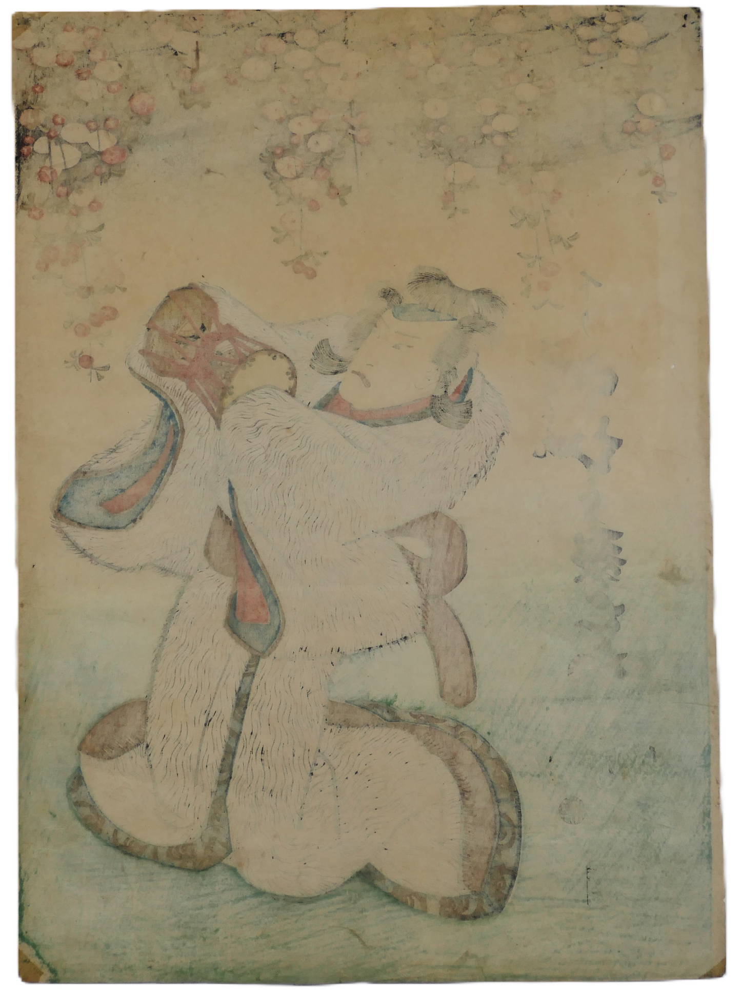 Estampe de type Yakusha-e de Utagawa Kunisada Toyokuni 3 datant de 1838 représentant le renard Genkurô. vue arrière