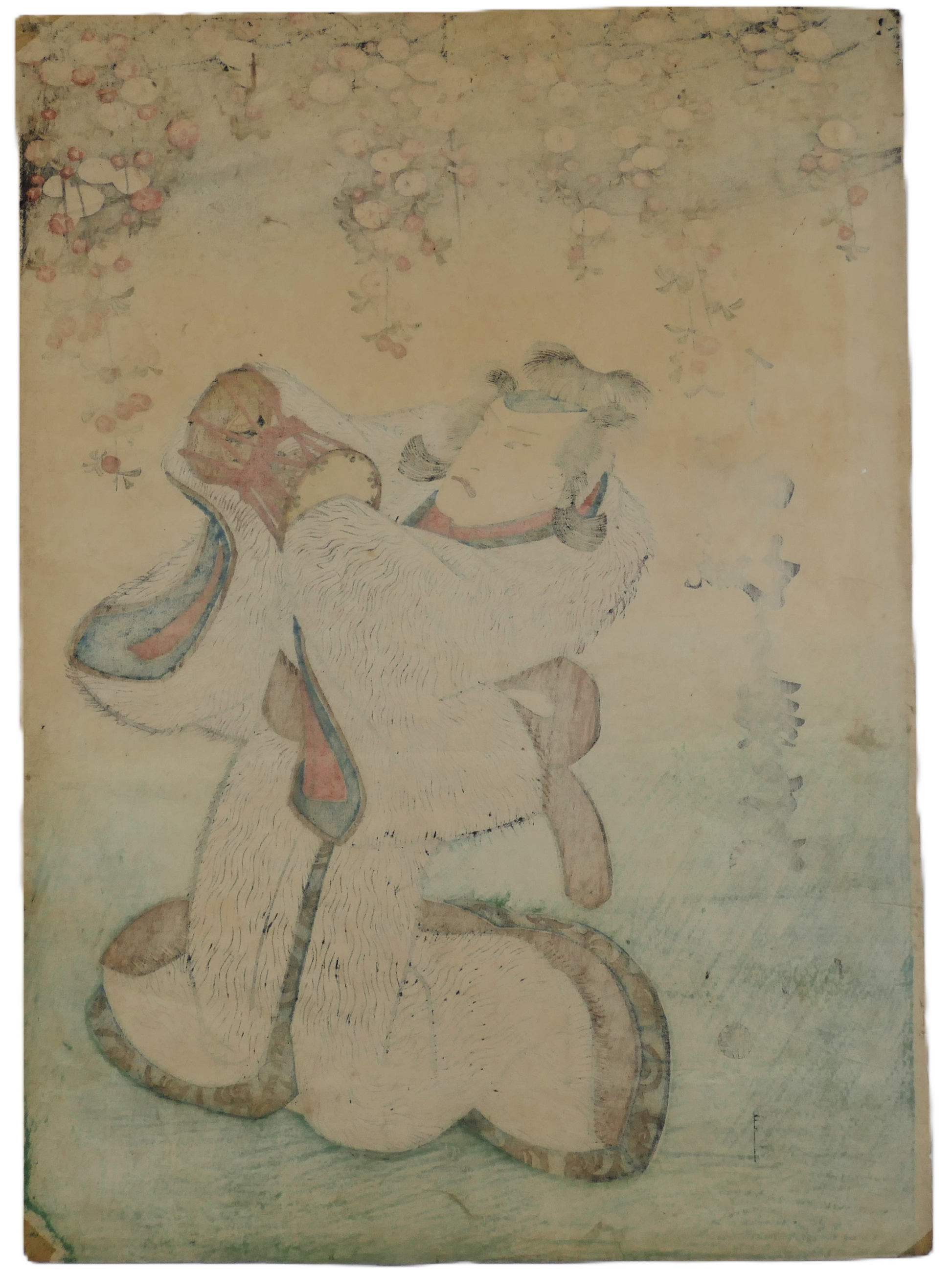 Estampe de type Yakusha-e de Utagawa Kunisada Toyokuni 3 datant de 1838 représentant le renard Genkurô. vue arrière