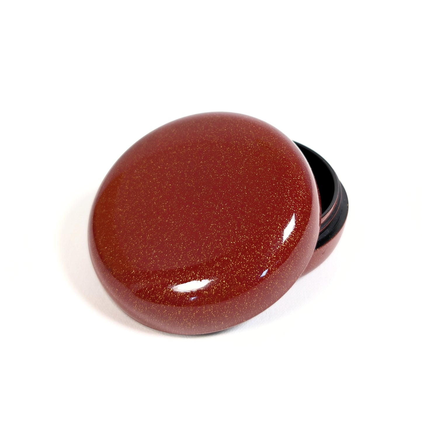 Boîte en laque japonaise urushi au décor nashiji fin, artisanat traditionnel japonais utilisable comme boîte à encens ou boîte à bijoux