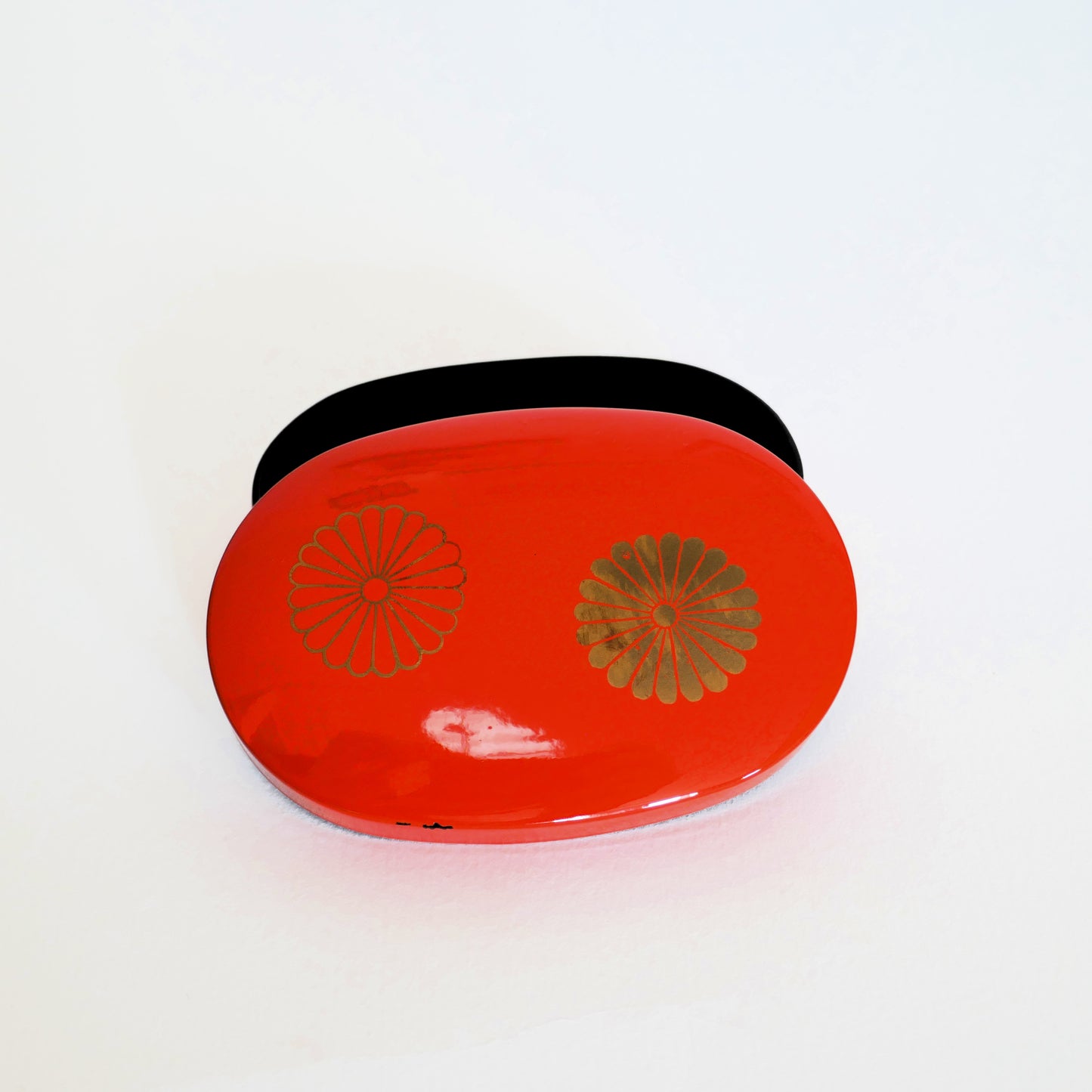 boite en laque japonaise urushi orange couvercle décalé