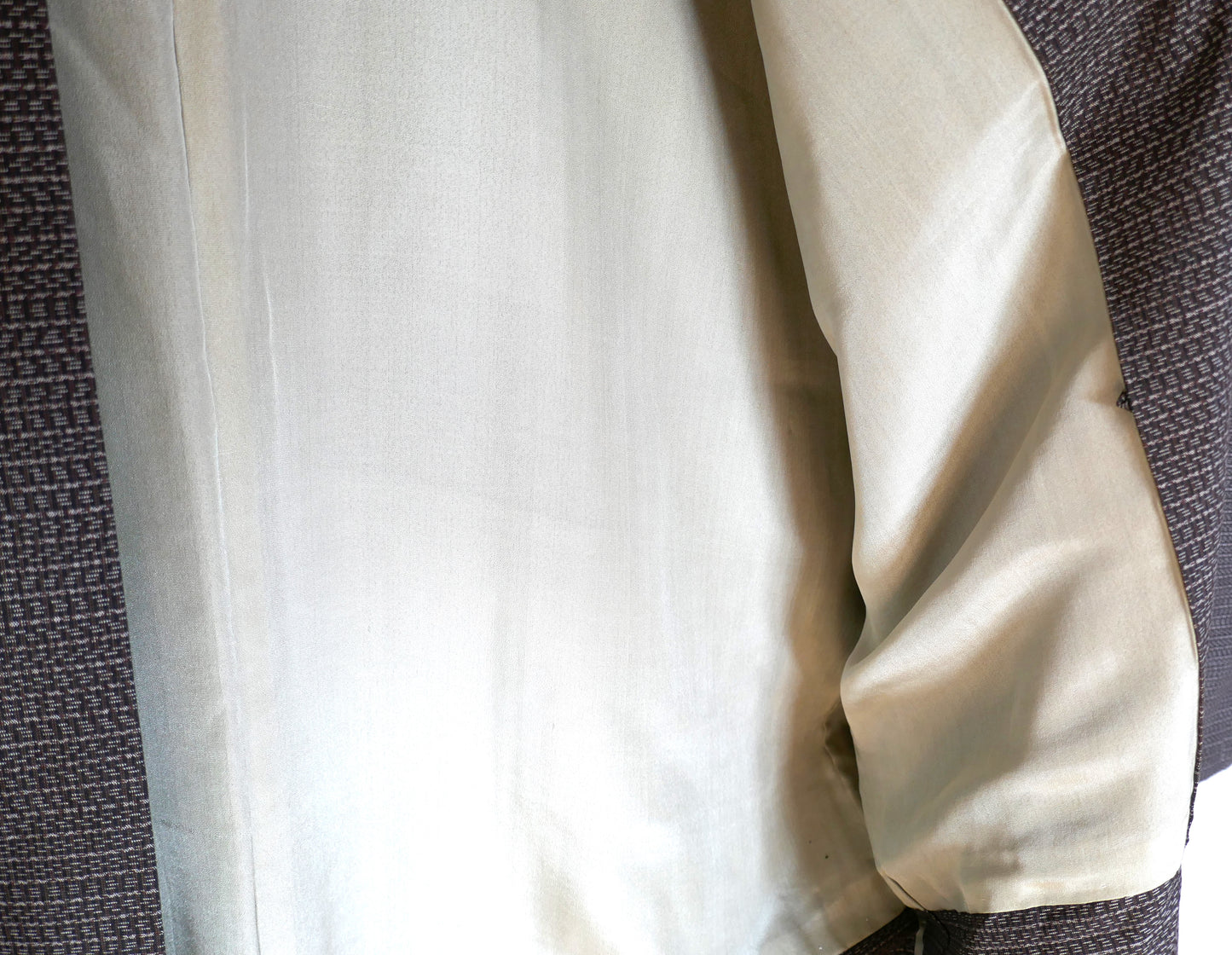 Doublure intérieure en soie beige d’un haori homme – kimono japonais traditionnel
