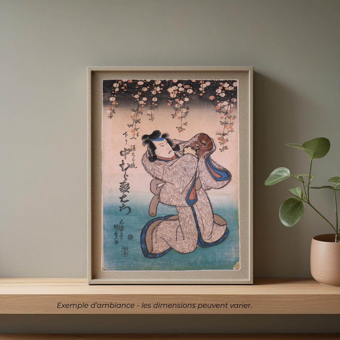 mise en scène de l'estampe japonaise de kunisada toyokuni 3 dans un salon