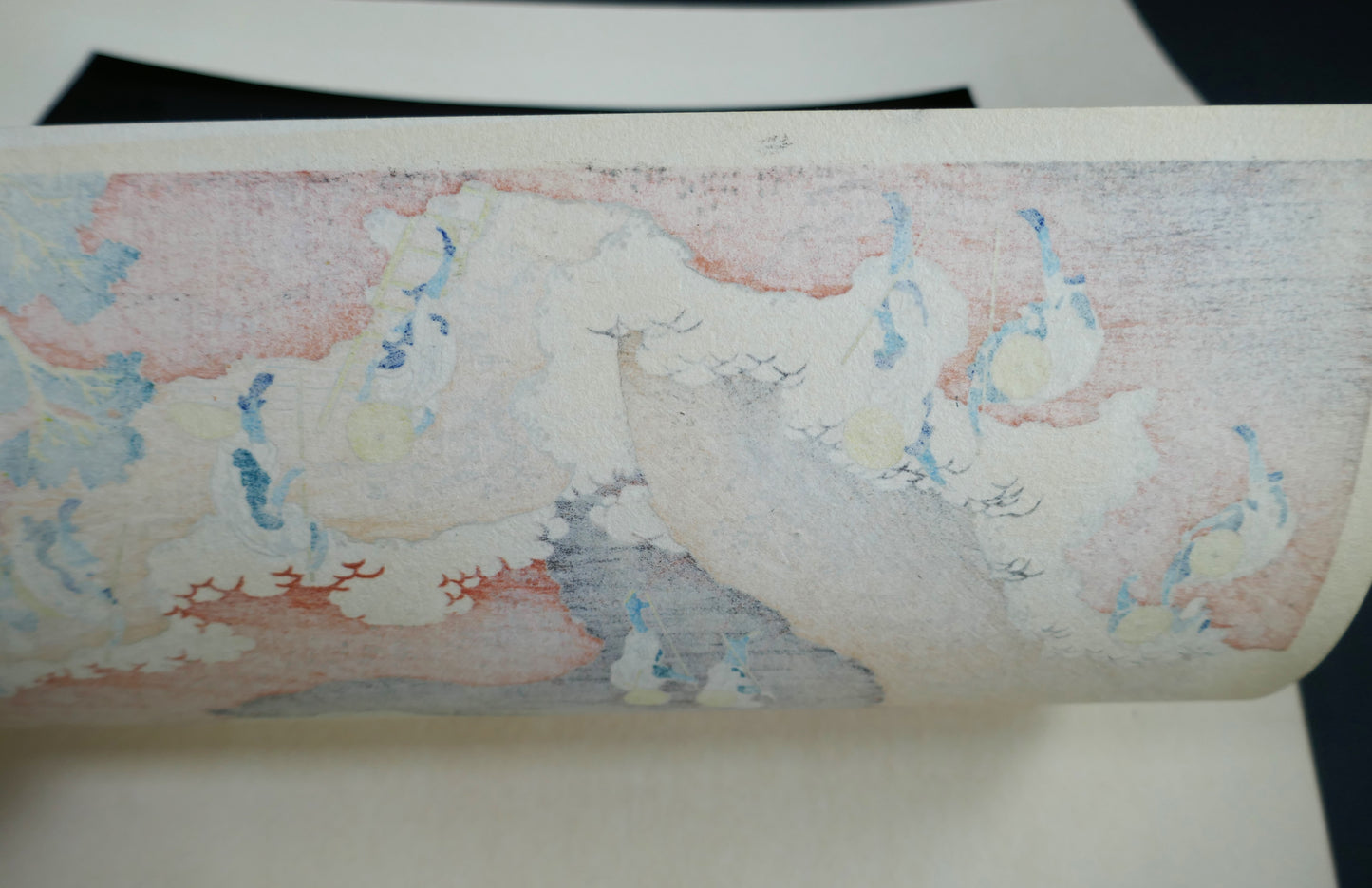 Verso de l’estampe Shojin Tozan de Hokusai, papier japonais washi, édition Showa