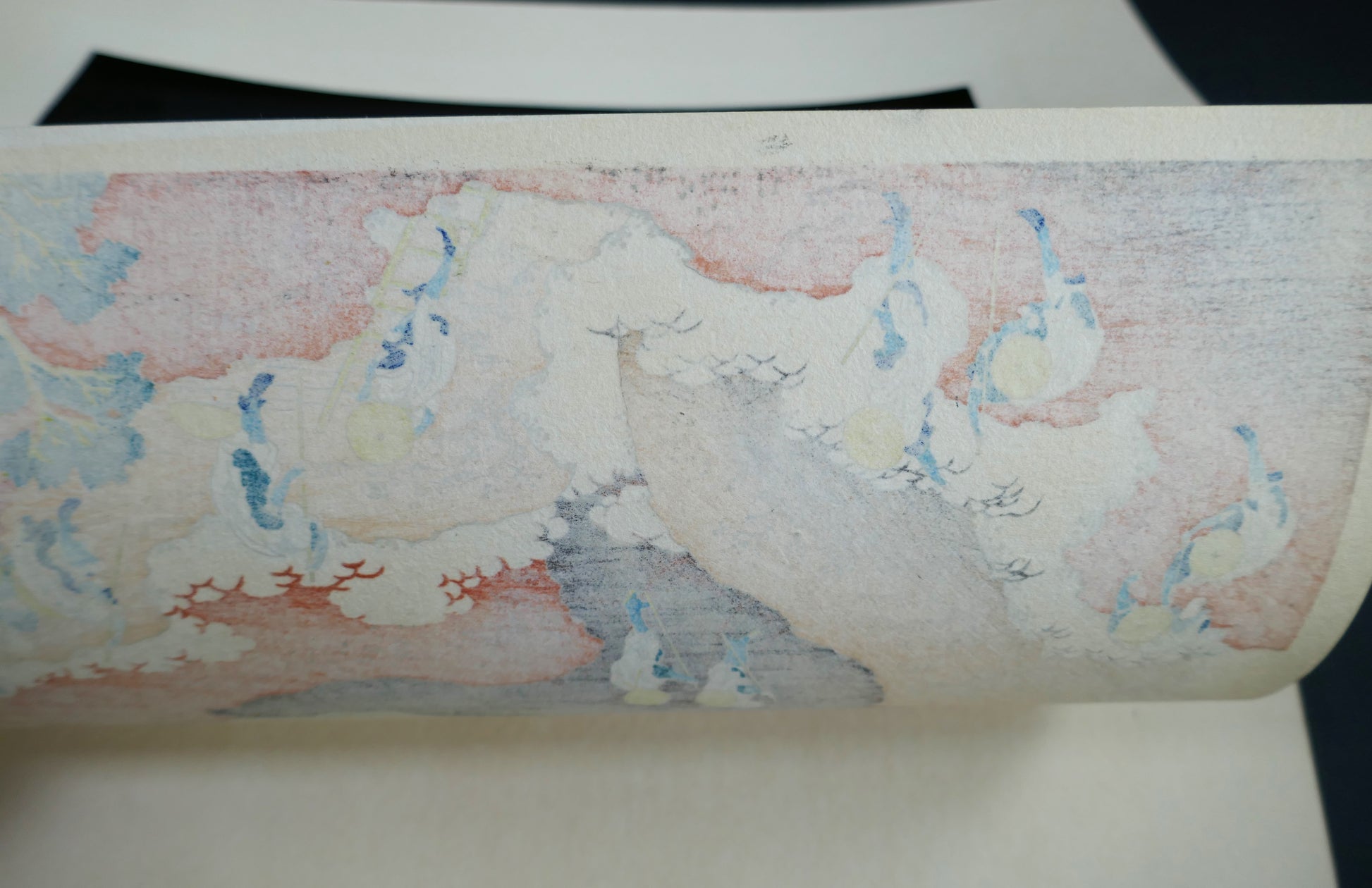 Verso de l’estampe Shojin Tozan de Hokusai, papier japonais washi, édition Showa