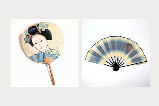 Uchiwa et sensu, éventail japonais rigide et éventail pliant traditionnel, accessoires du kimono et de l’été au Japon