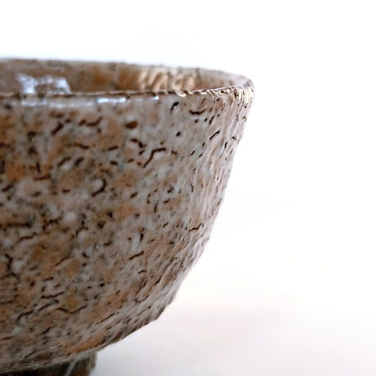 macro d'un chawan montrant sa glaçure de type hagi yaki