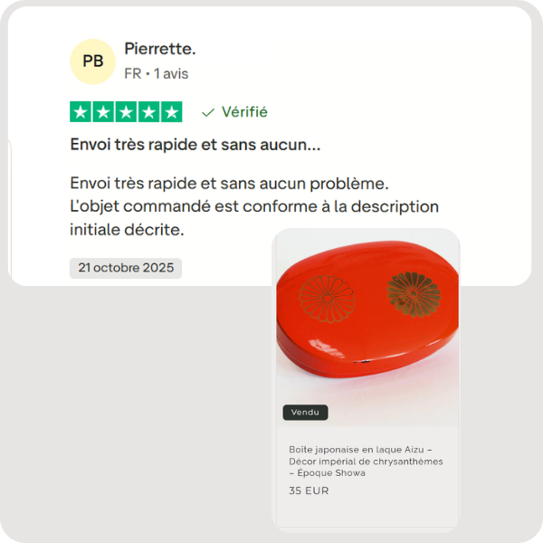 un avis 5 étoiles trustpilot pour KOGEDO brocante japonaise