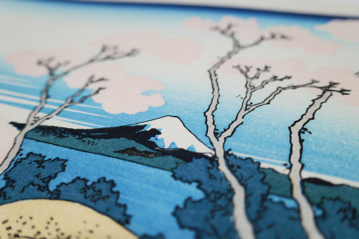 Mont Fuji avec effet bokashi estampe Hokusai profondeur et composition paysage japonais