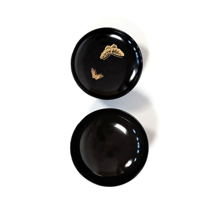 Bol couvert Wajima-nuri en laque traditionnelle japonaise, décor maki-e or, antiquité Showa artisanale.