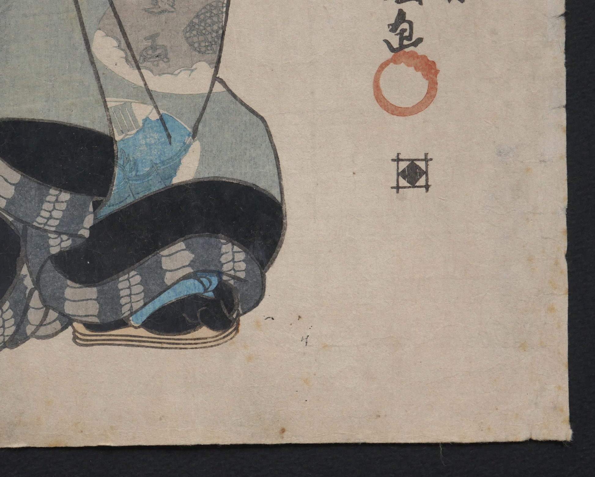 Costume traditionnel de théâtre kabuki dans une estampe ukiyo-e yakusha-e de Toyokuni III