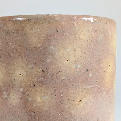 Gros plan sur la glaçure Hagi-yaki montrant les craquelures fines