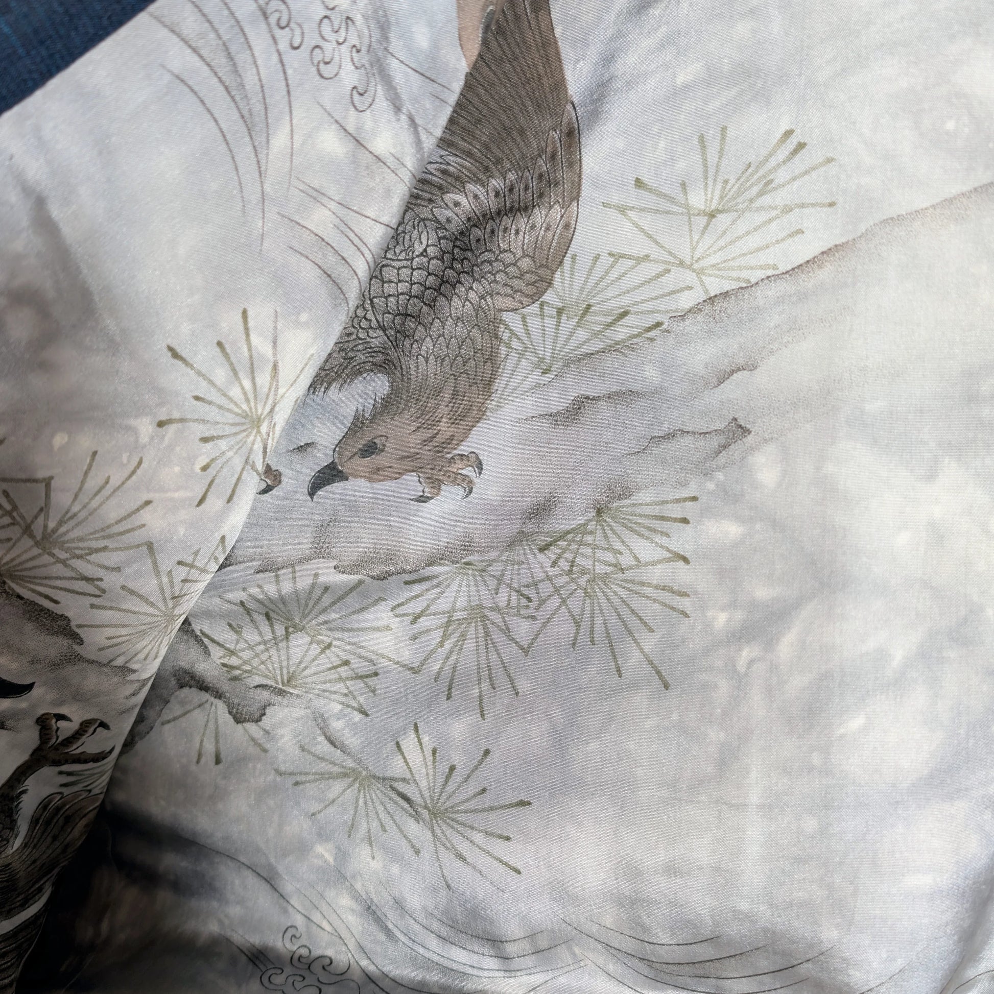 Doublure intérieure en soie imprimée d’un haori japonais ancien pour homme