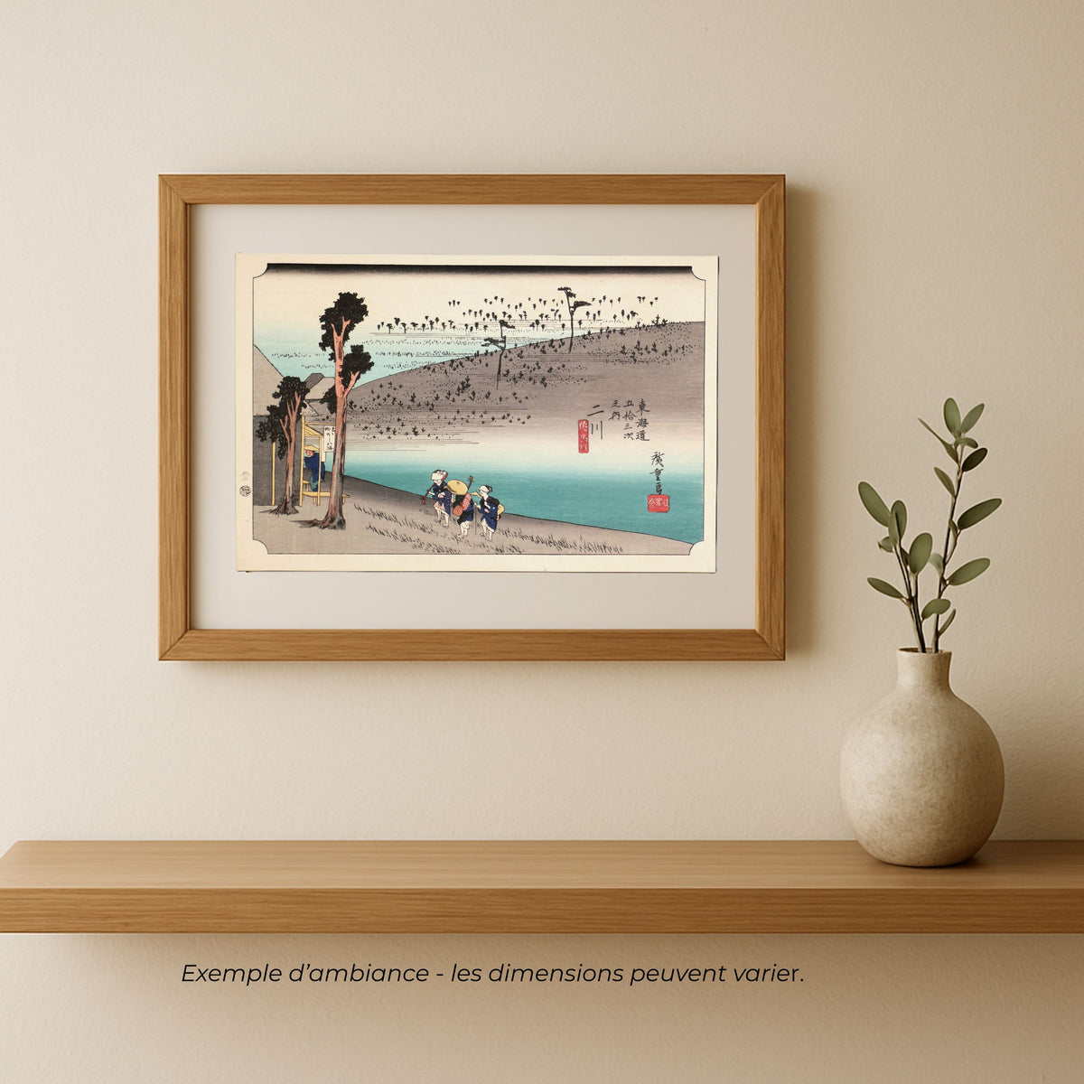 Estampe japonaise Futagawa de Utagawa Hiroshige encadrée en décoration murale, réédition Shōwa des 53 stations du Tōkaidō