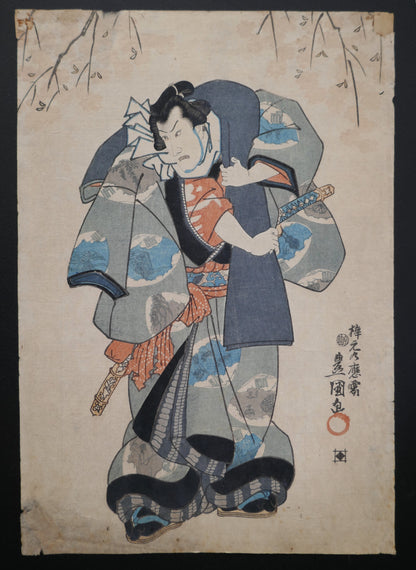 Estampe japonaise ukiyo-e de Toyokuni III (Kunisada) représentant un acteur kabuki yakusha-e période Edo vers 1847