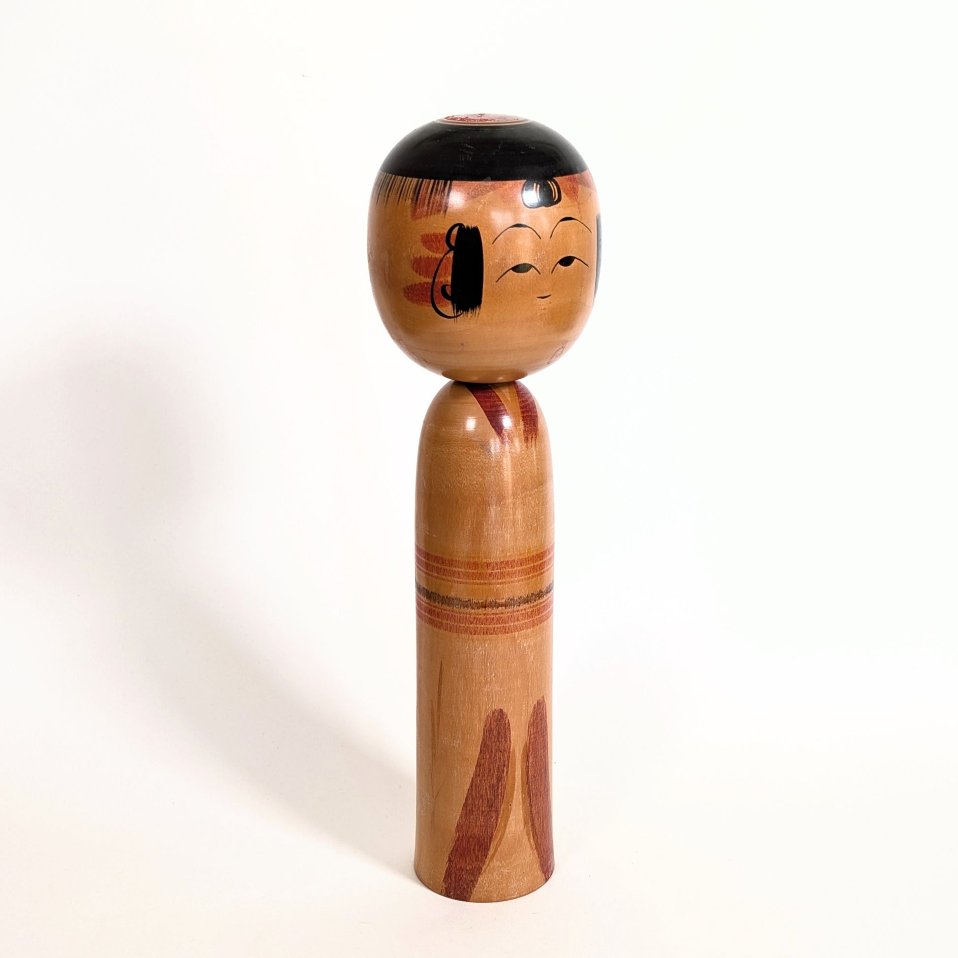 Grande poupée japonaise en bois 37 cm, kokeshi Yajiro artisanale période Shōwa