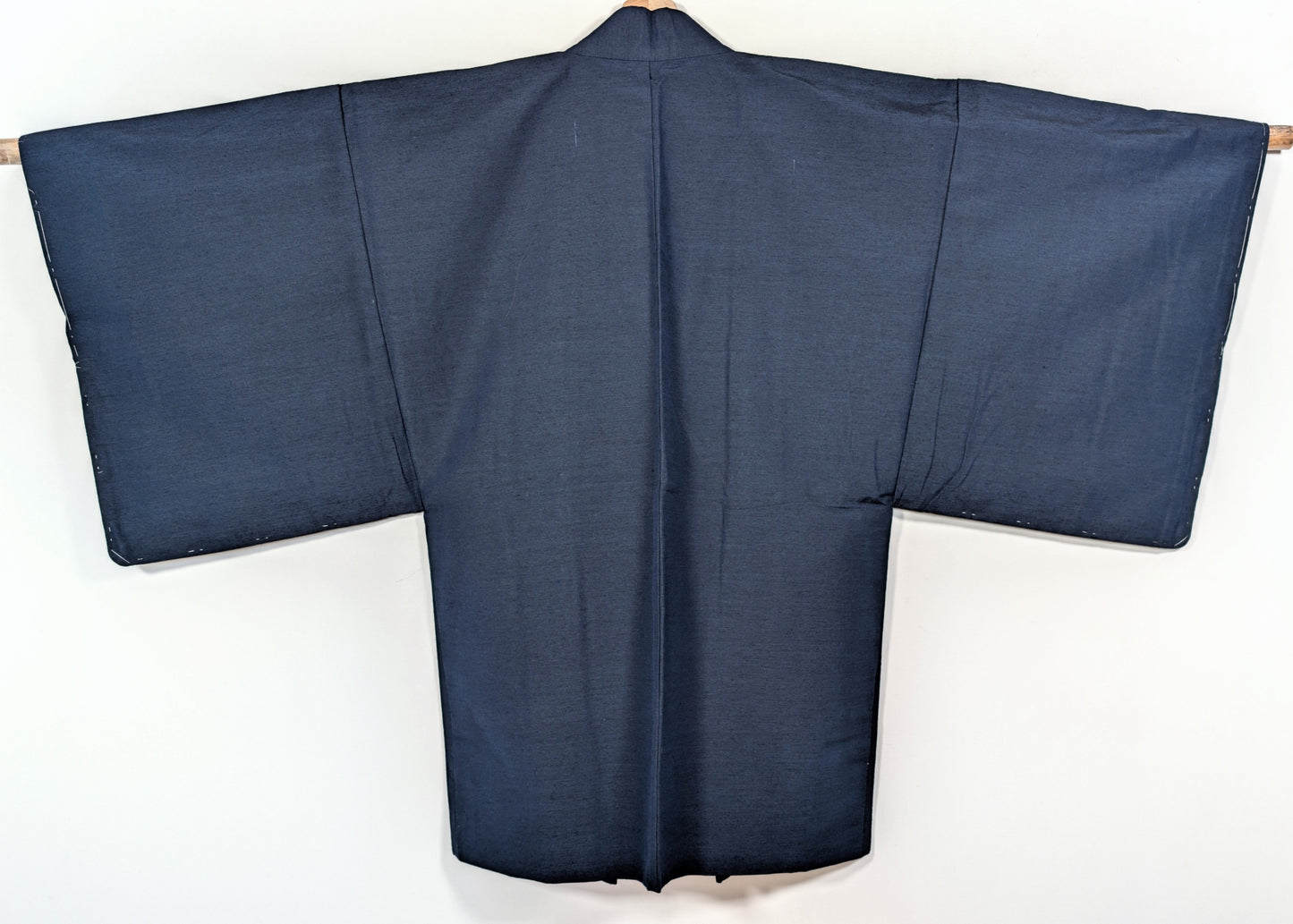 haori homme japonais vintage en soie tsumugi bleu marine vêtement traditionnel