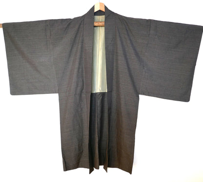 Haori homme vintage en laine – vue complète de face, veste kimono japonaise