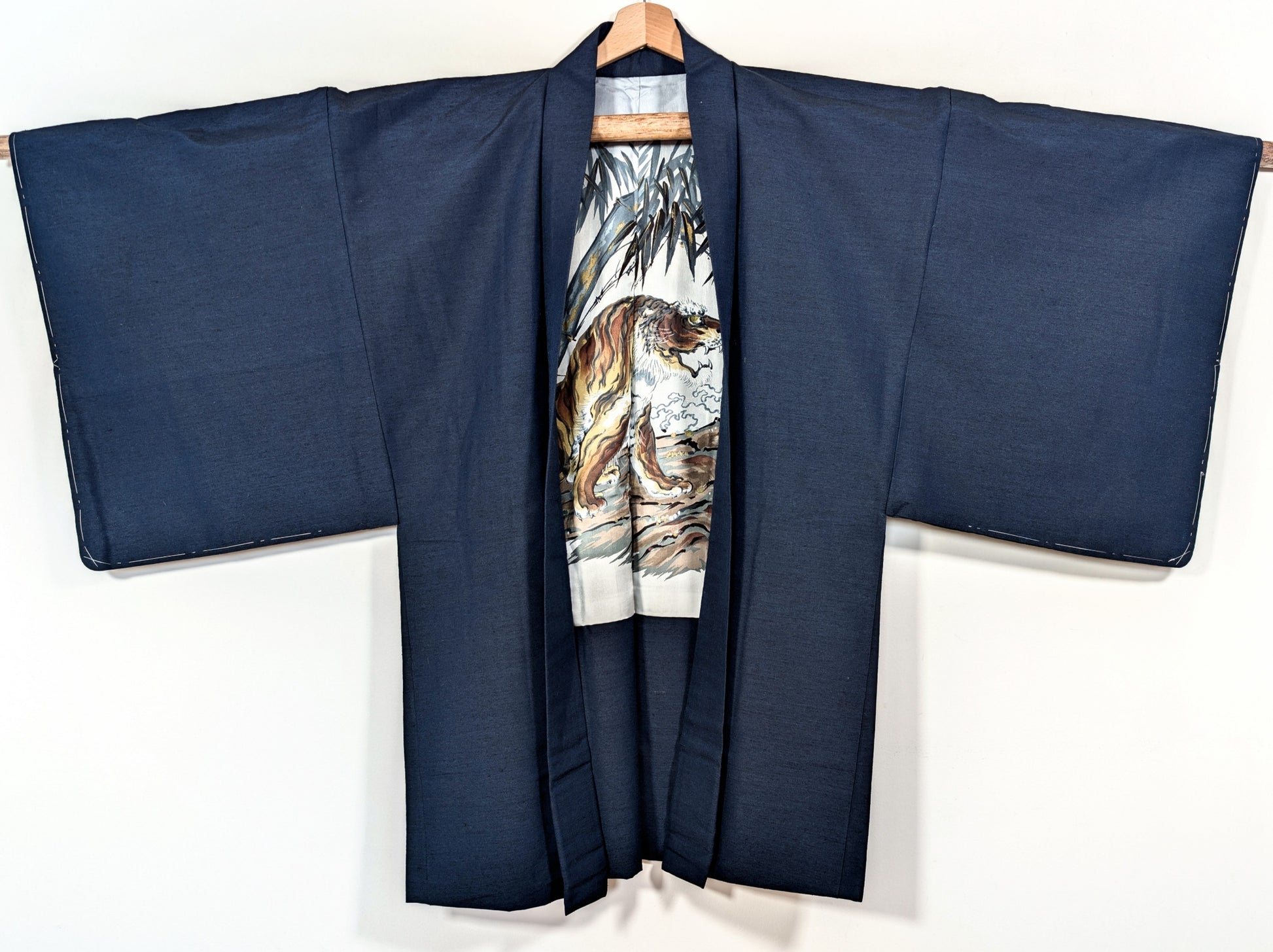 haori homme vintage en soie tsumugi veste japonaise traditionnelle avec doublure tigre