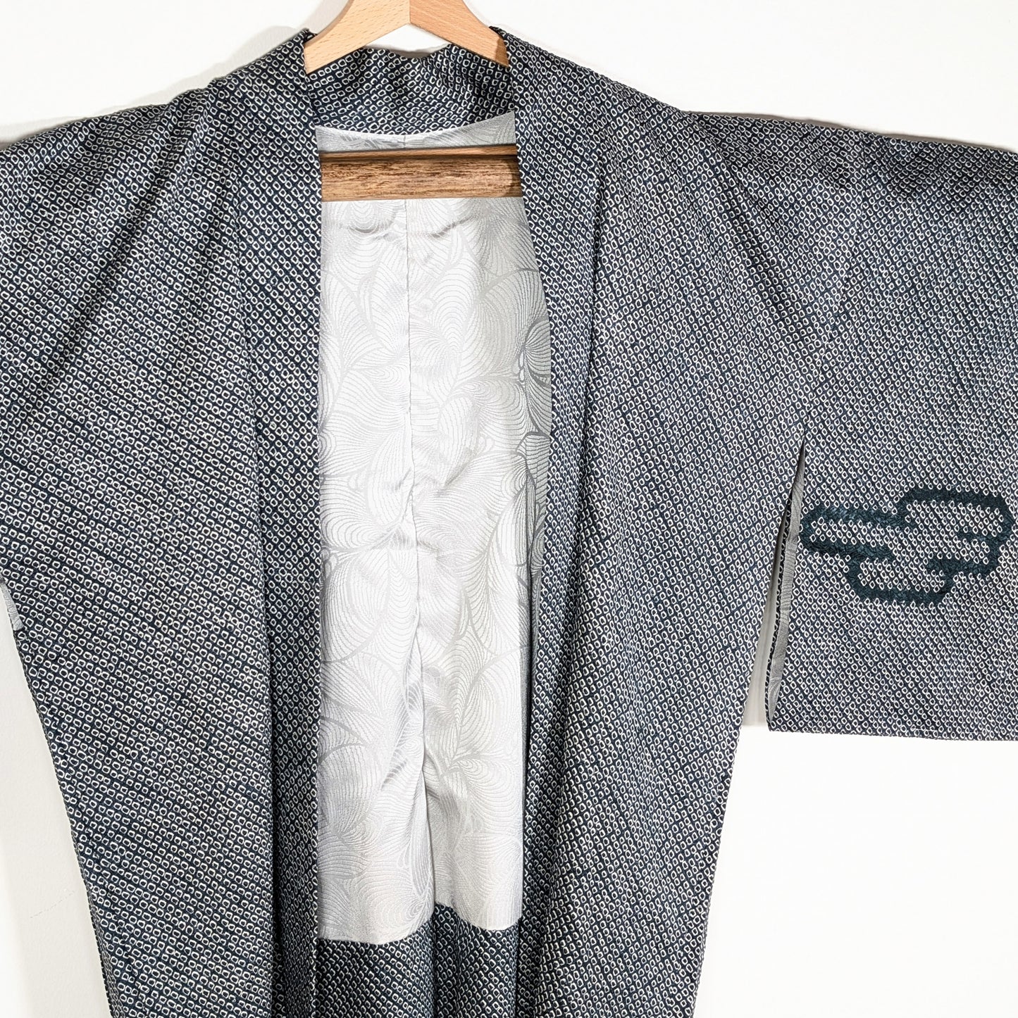 Col de haori vintage japonais en soie shibori kanoko veste kimono textile traditionnel