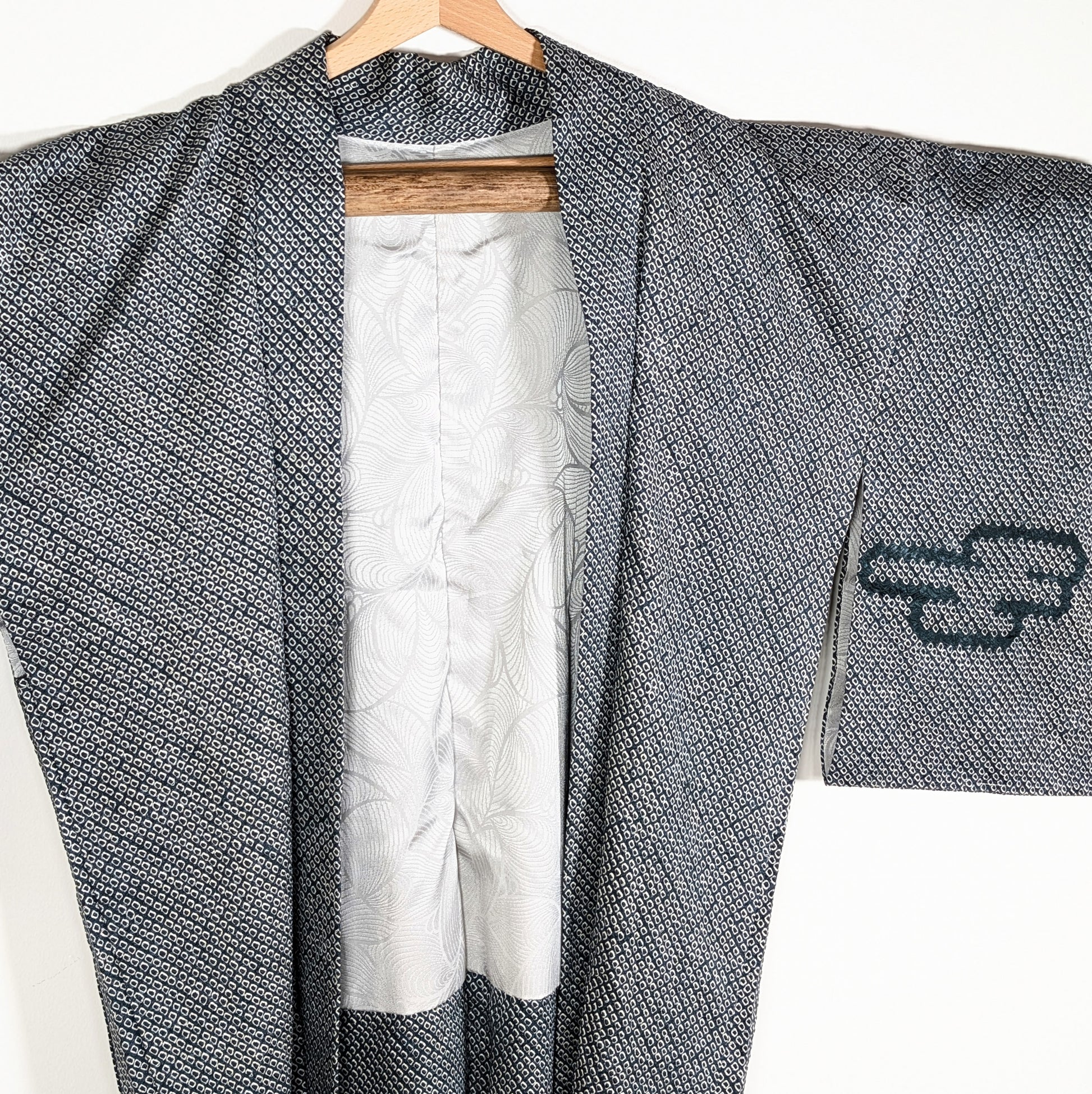 Col de haori vintage japonais en soie shibori kanoko veste kimono textile traditionnel