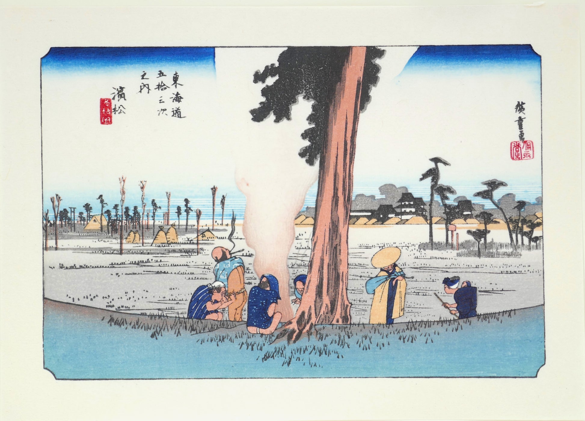 Estampe japonaise Hiroshige – Hamamatsu scène d’hiver, 30e station du Tōkaidō, reproduction Shōwa