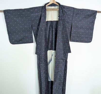 Intérieur d’un kimono hitoe homme non doublé avec renforts traditionnels en coton au dos et au bassin