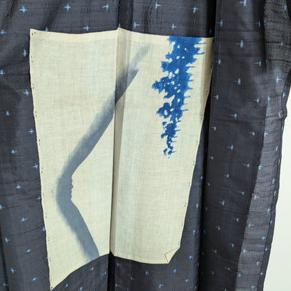 Intérieur d’un kimono hitoe japonais avec ishiki-ate en coton, renfort traditionnel au niveau du bassin