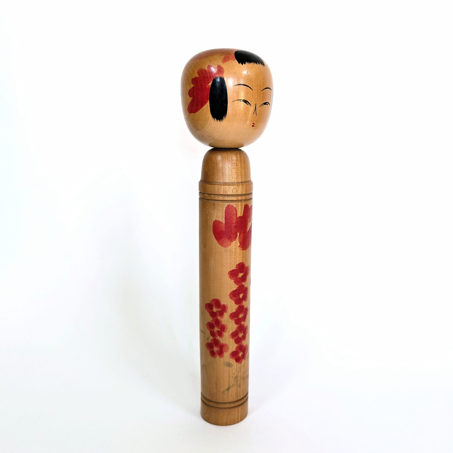 Kokeshi japonaise vintage – Style Sakunami – signée Takeda Shinkichi (武田信吉) – 30cm