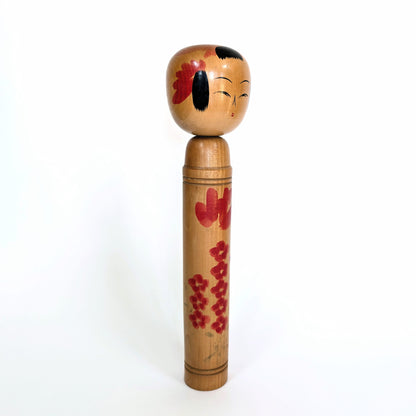 Kokeshi japonaise vintage – Style Sakunami – signée Takeda Shinkichi (武田信吉) – 30cm