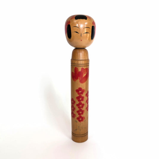 Kokeshi japonaise vintage – Style Sakunami – signée Takeda Shinkichi (武田信吉) – 30cm