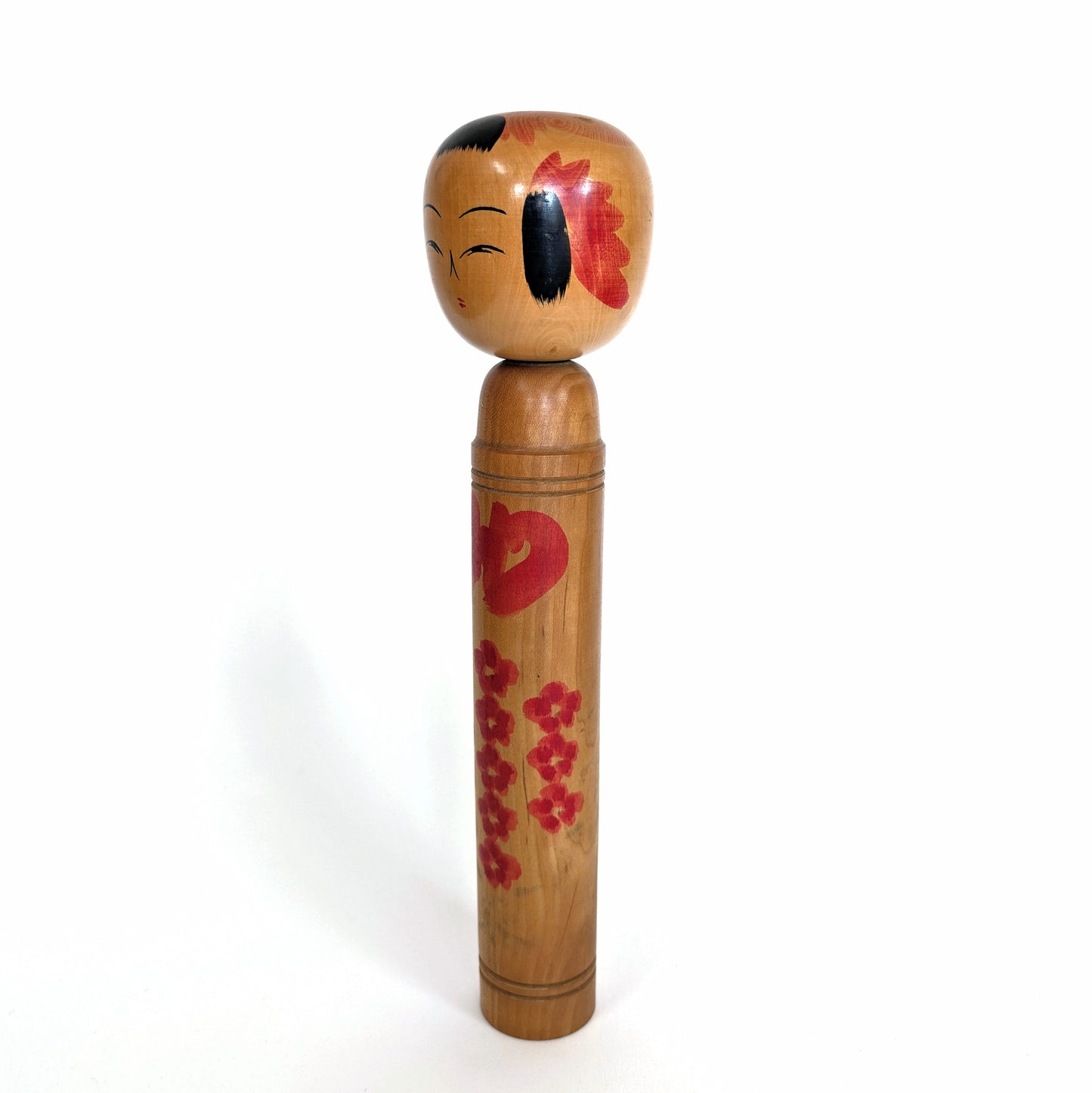 Kokeshi japonaise vintage – Style Sakunami – signée Takeda Shinkichi (武田信吉) – 30cm