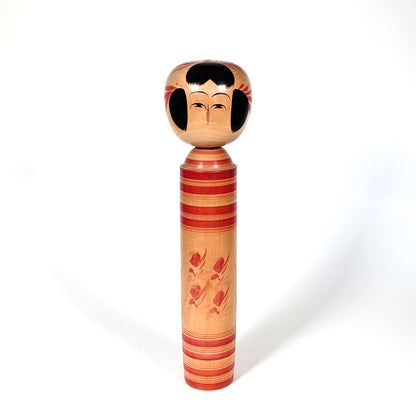 Grande kokeshi traditionnelle Sakunami 31 cm, sculpture japonaise signée Hiraga Tadashi