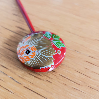 kushi kanzashi en bois rouge et laque KOGEDO epoque showa