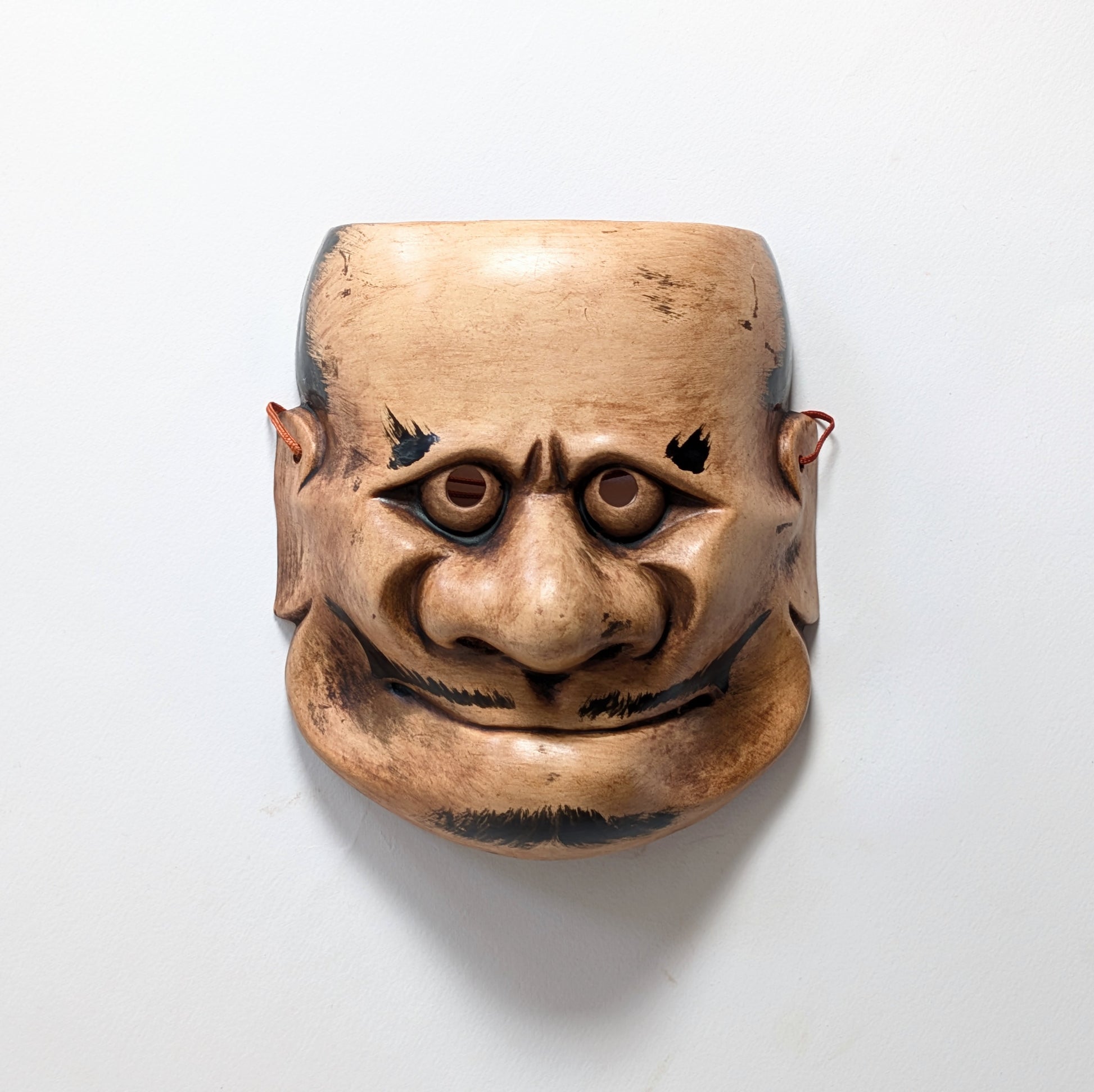 Masque nô japonais Chōrei Beshimi en céramique signé Hōtokusai, visage expressif de type Beshimi pour décoration murale japonaise