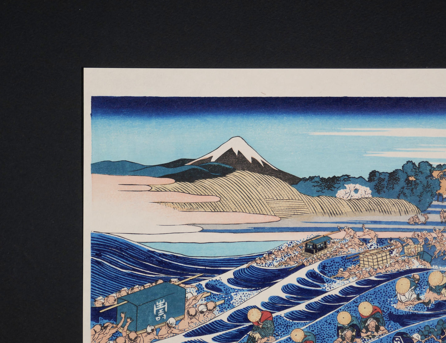 Détail du mont Fuji dans Fugaku-sanjūrokkei de Hokusai, véritable réédition japonaise Yuyudo