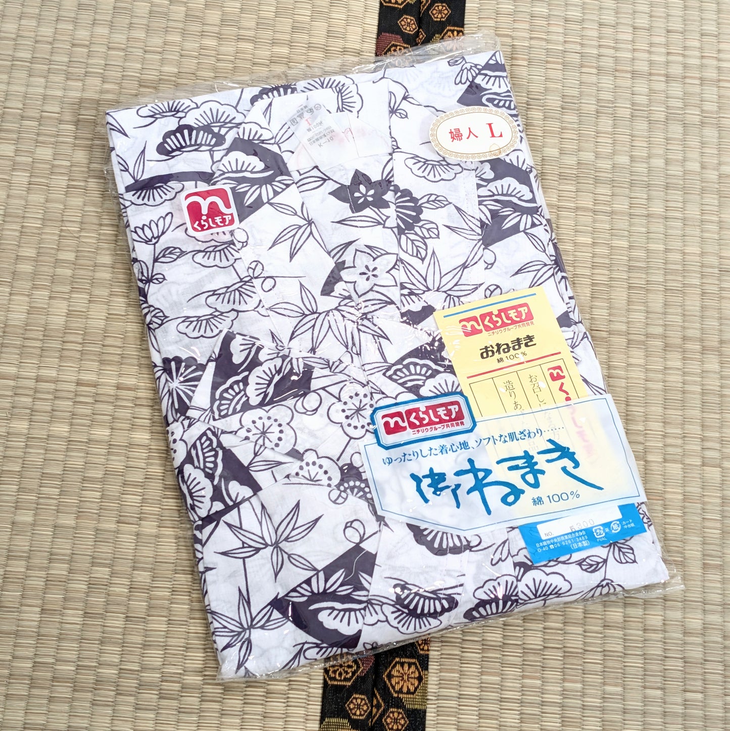 Nemaki japonais femme taille L, 100% coton fabriqué au Japon, présenté dans sa pochette plastique d’origine avec étiquettes japonaises
