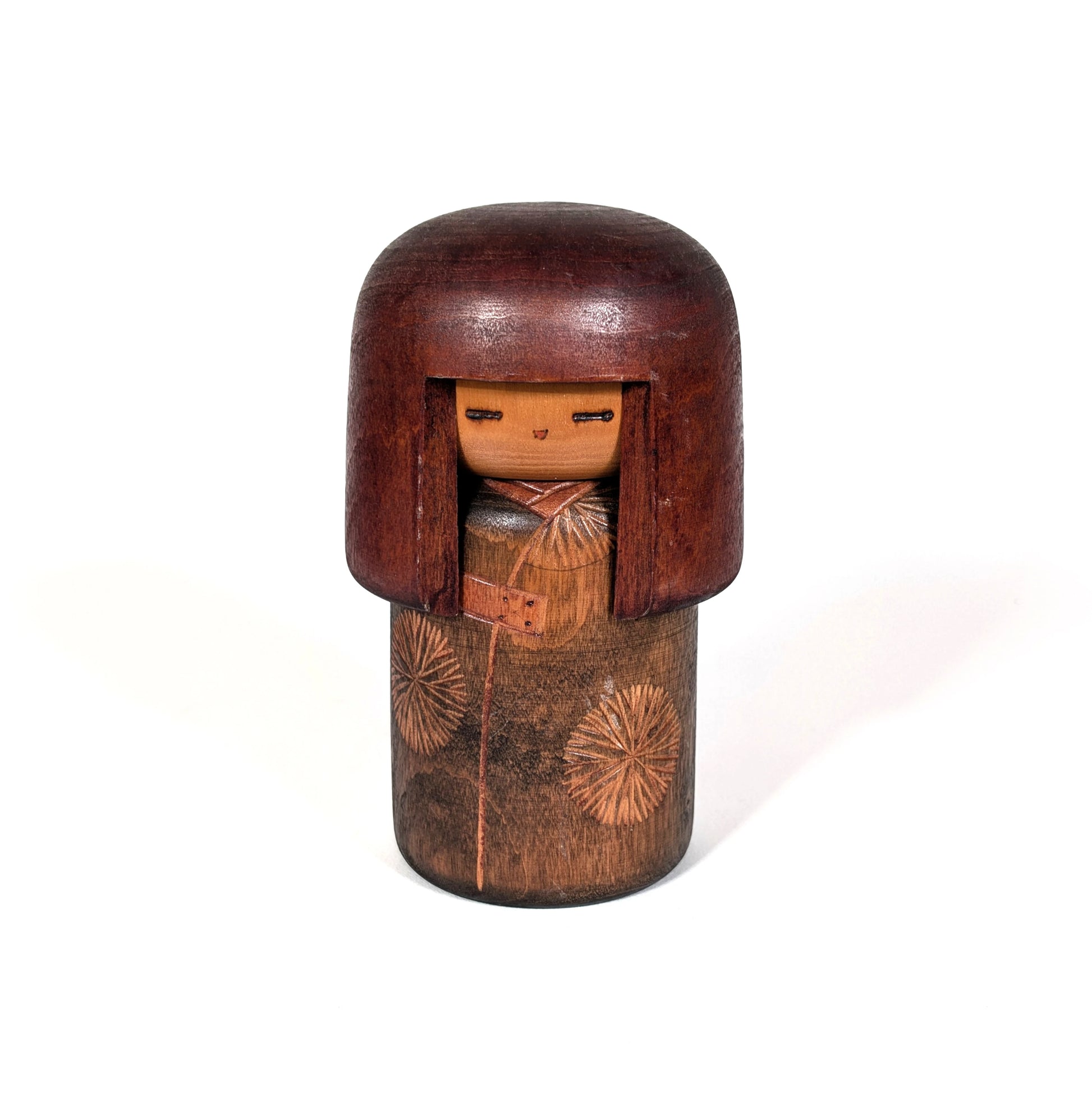 Poupée japonaise kokeshi sōsaku en bois par Sansaku Sekiguchi, figurine artisanale japonaise de la période Shōwa