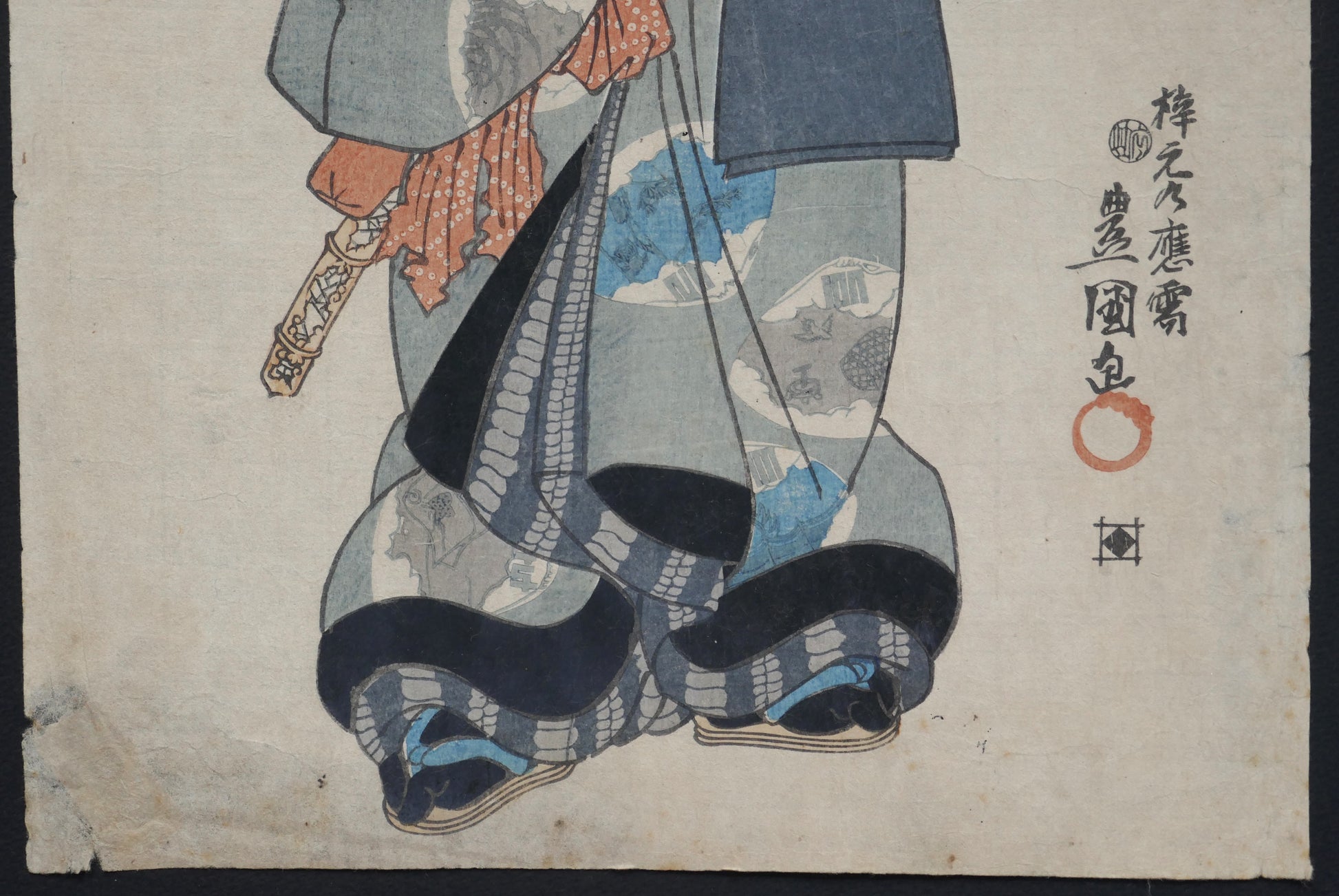 Estampe yakusha-e de Toyokuni III illustrant un acteur du théâtre kabuki dans l’art ukiyo-e japonais ancien