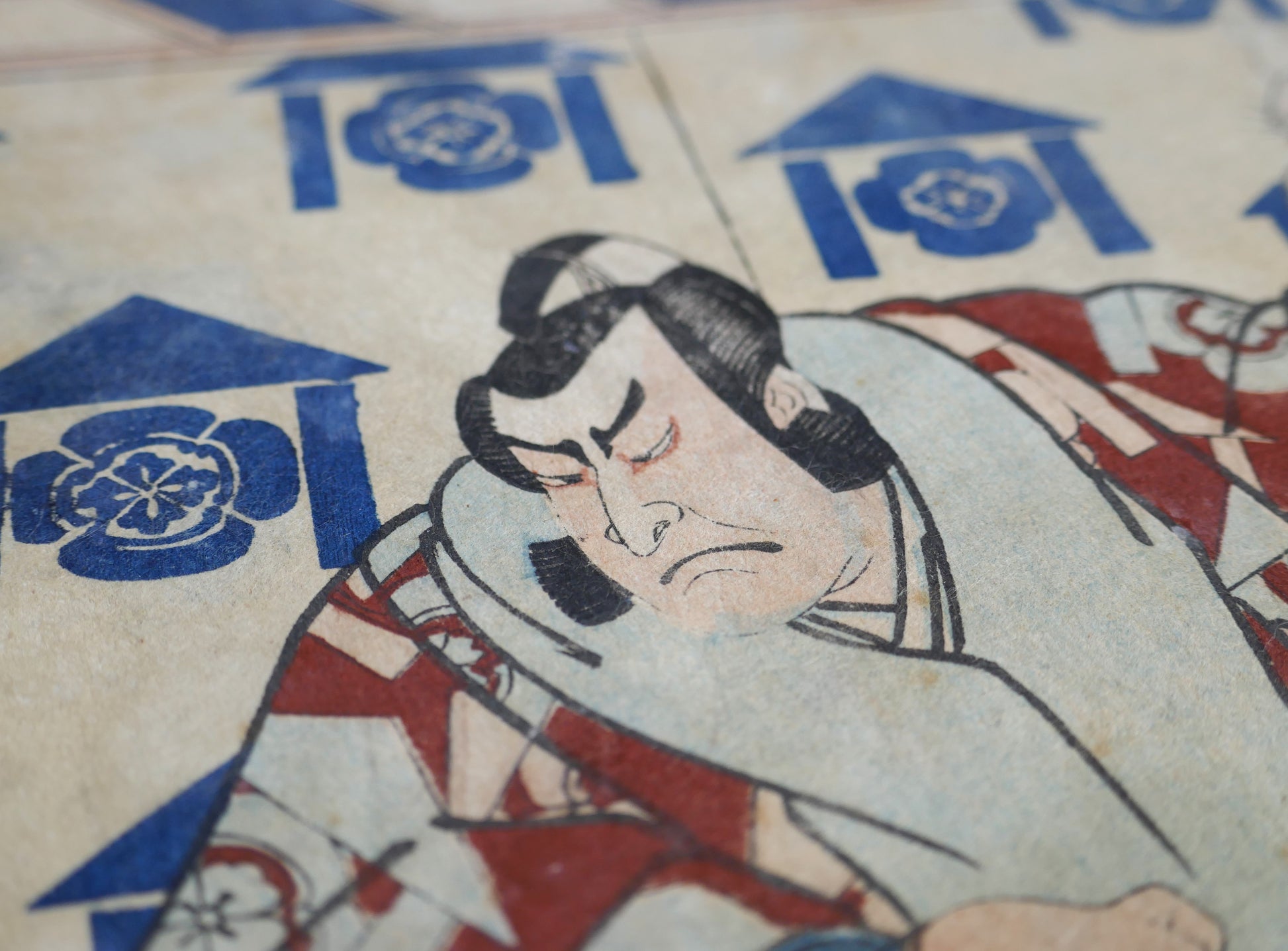 Profil expressif de Kudō Suketsune dans une estampe kabuki de Toyokuni III – scène yakusha-e, 1857