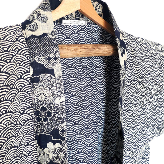 zoom sur le col du haori umi no sakura by kogedo l'atelier