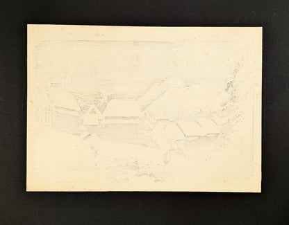 Verso de l’estampe japonaise de Hiroshige Kanbara, papier ancien avec patine naturelle, réédition de l’ère Taishō