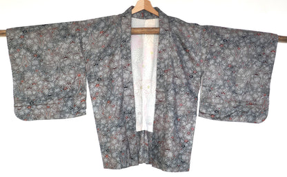 veste kimono traditionel japonais gris metallisé vue de face