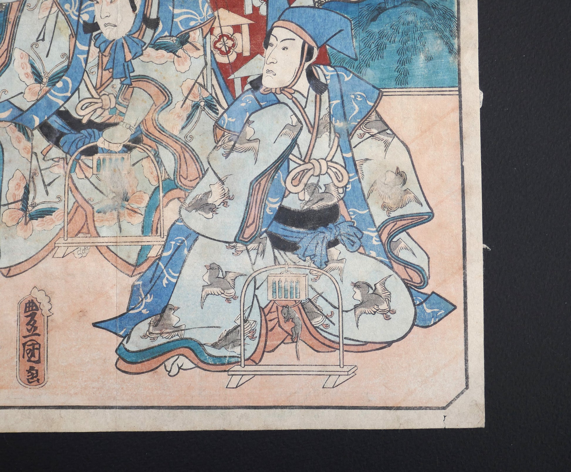 Portrait d’un acteur de kabuki en costume, scène yakusha-e par Kunisada – côté droit de l’estampe